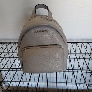 Michael Kors Small Light Grey Leather Backpack
